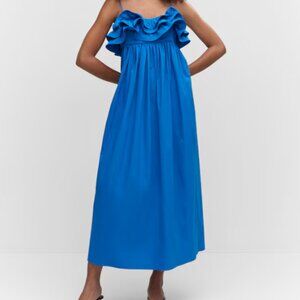 Mango Outlet Maxi Dress With Ruffles Blue Size 4 (EUR Small)